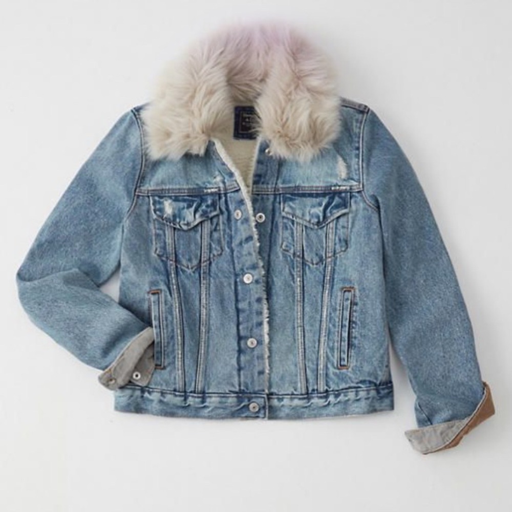 Abercrombie & fitch Denim Jacket with Faux Fur Collar - Picture 12 of 12